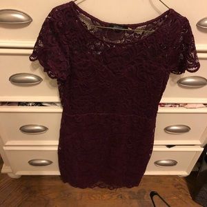 Maroon floral lace dress